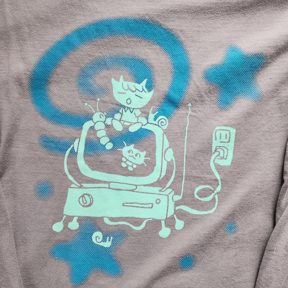 Pixlotl x Uchuu Summer Tech Cyber Grey Kawaii Long Sleeve Shirt - Picture 3 of 6